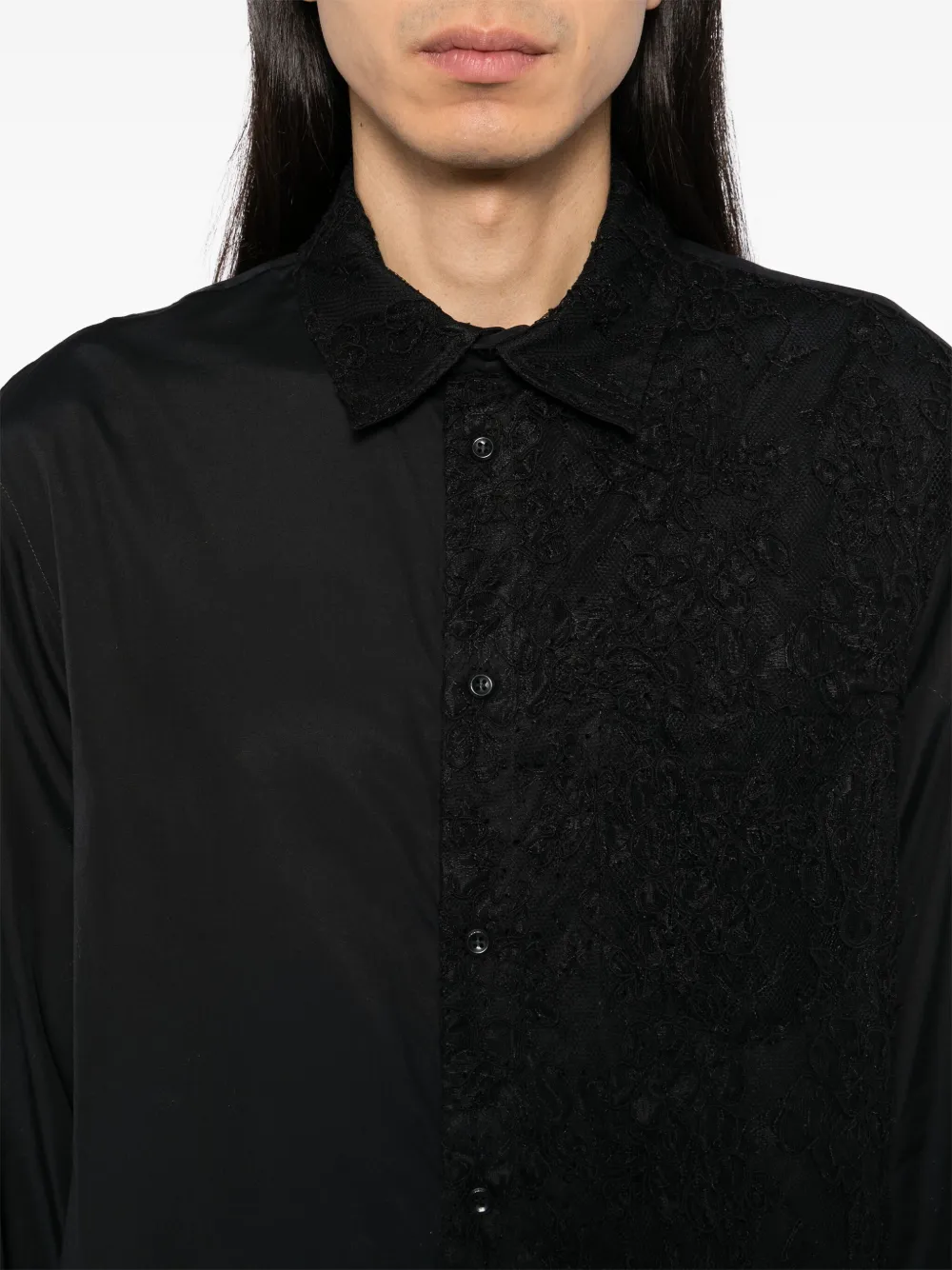 Simone Rocha Overhemd met geborduurde bloemen Zwart
