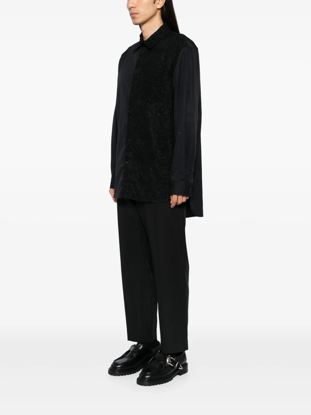 Simone Rocha Overhemd met geborduurde bloemen Zwart