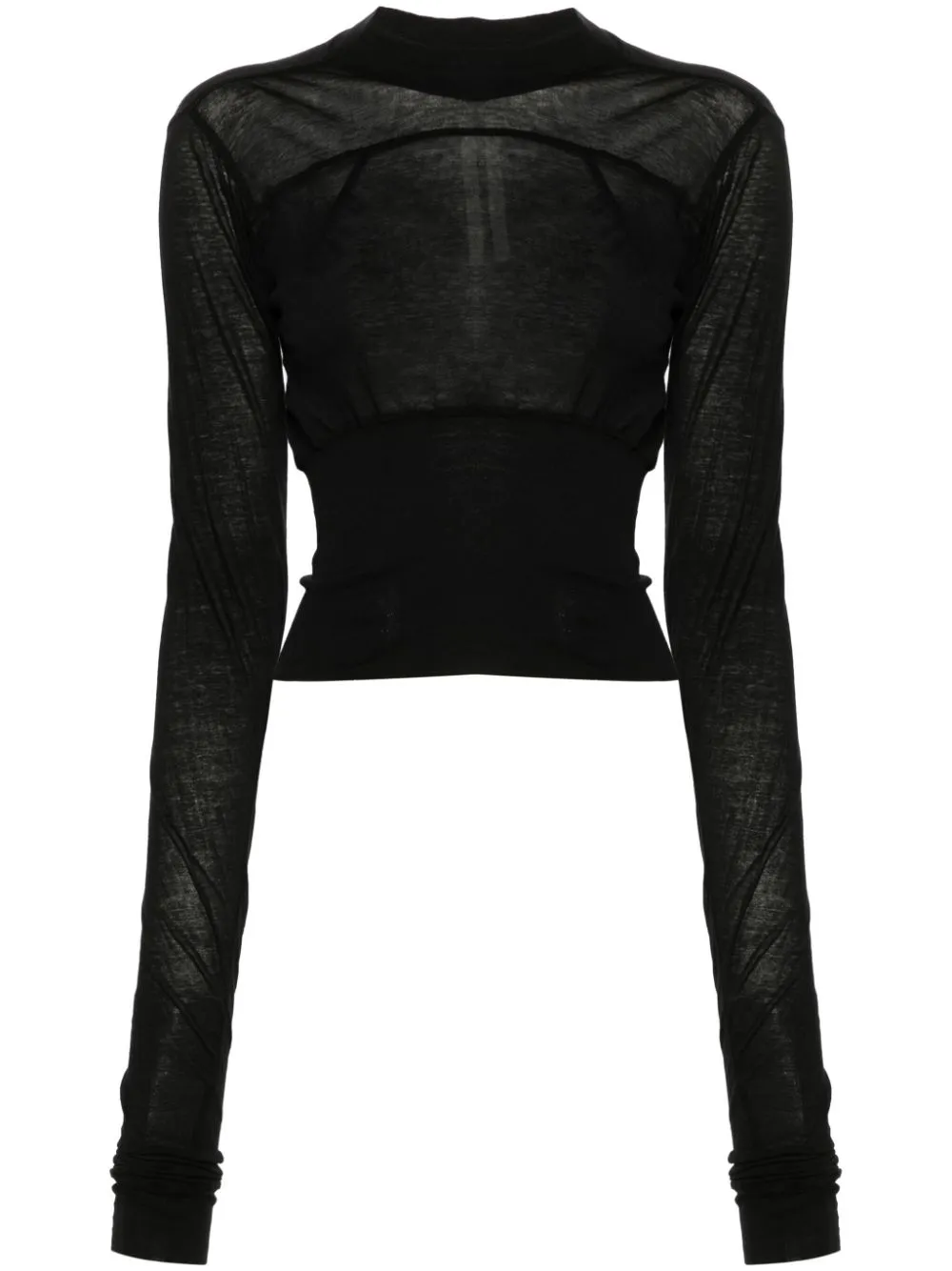 Rick Owens Crew-neck Cropped T-shirt In Black