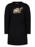 Moschino Kids Teddy Bear-print long-sleeve dress - Black