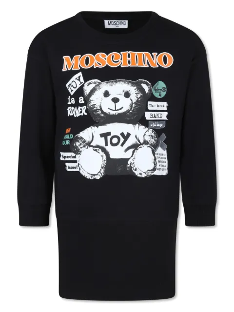 Moschino Kids Teddy Bear-print long-sleeve dress