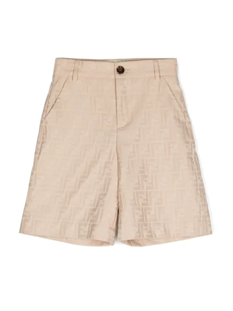 Fendi Kids jacquard FF logo cotton shorts