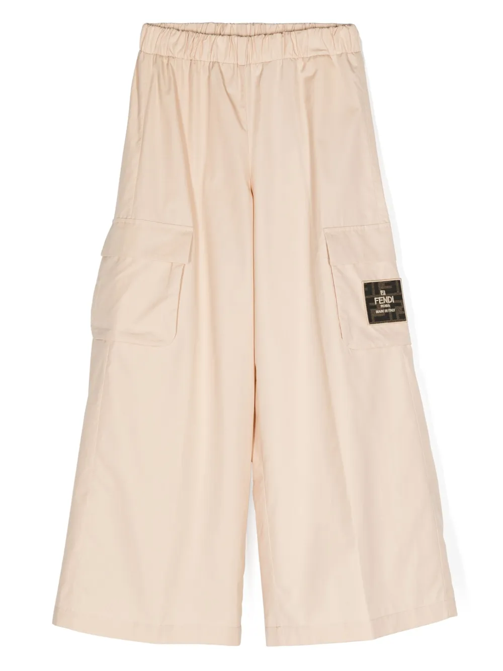 Fendi Kids Katoenen broek met logopatch Beige