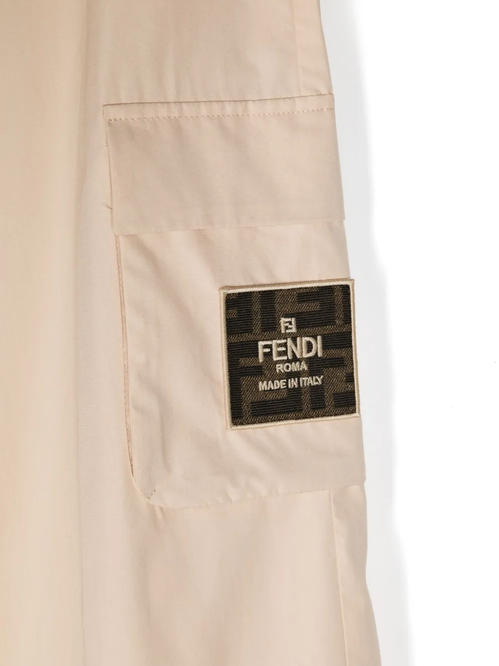 Fendi Kids Katoenen broek met logopatch Beige