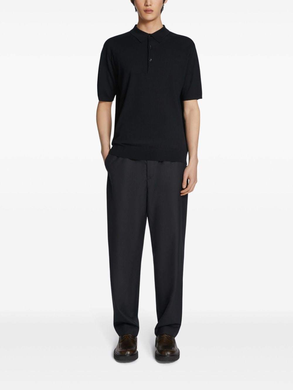 DRIES VAN NOTEN Poloshirt van merinowol - Zwart