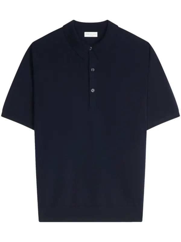 DRIES VAN NOTEN short-sleeve merino-wool Polo Shirt | Blue | FARFETCH EG