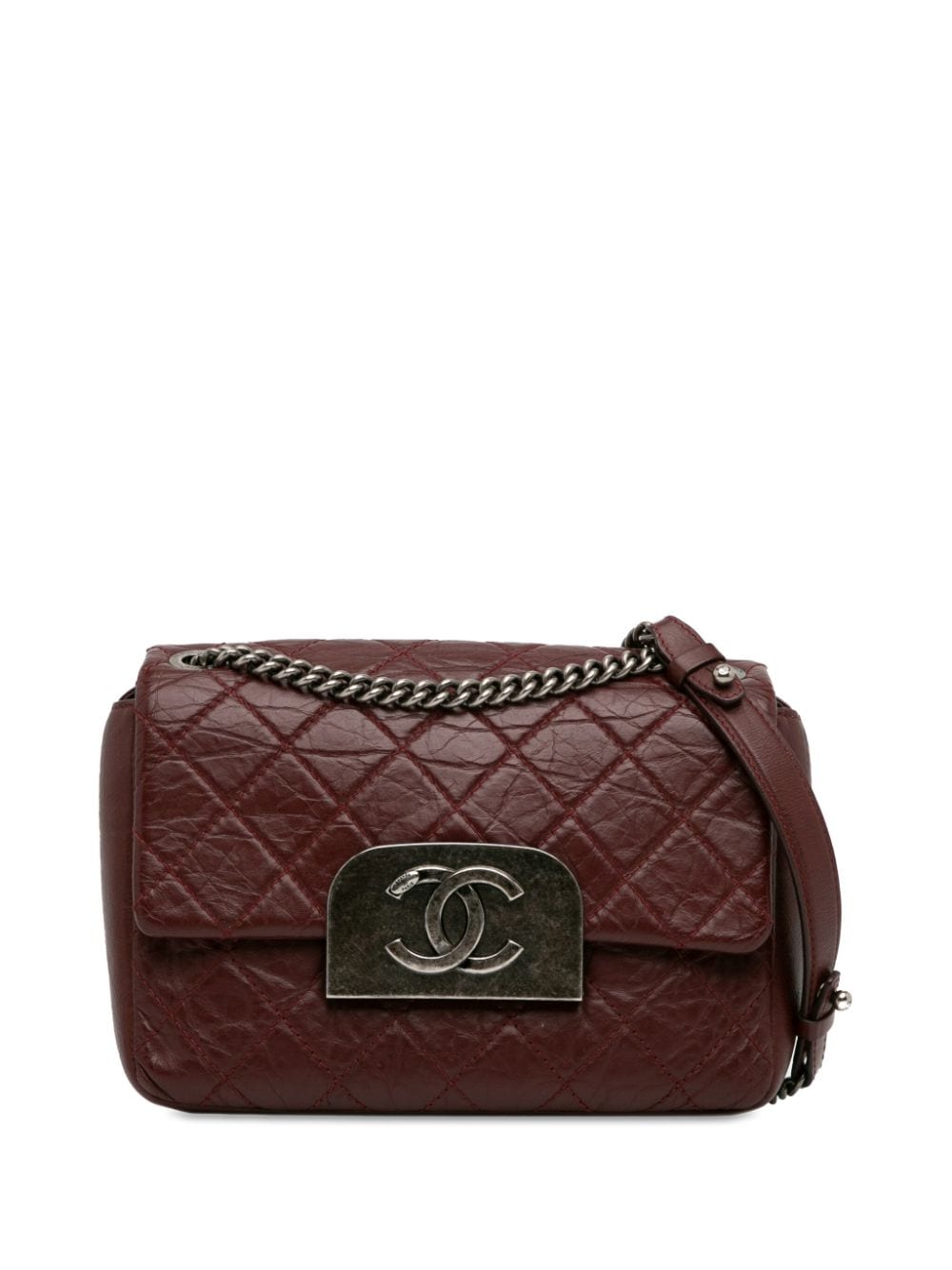 Pre-owned Chanel 2012-2013 Aged Calfskin Cc Square Flap Crossbody Bag In Red