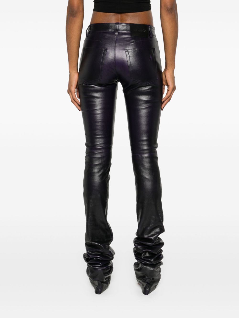 Shop Attico Long Leather Trousers In Black