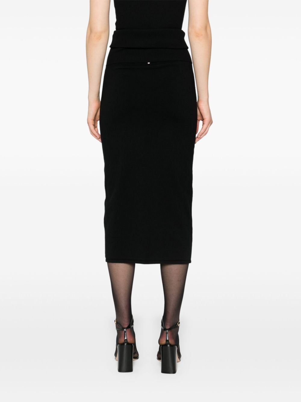 Shop Sportmax High-waisted Knitted Skirt In Black