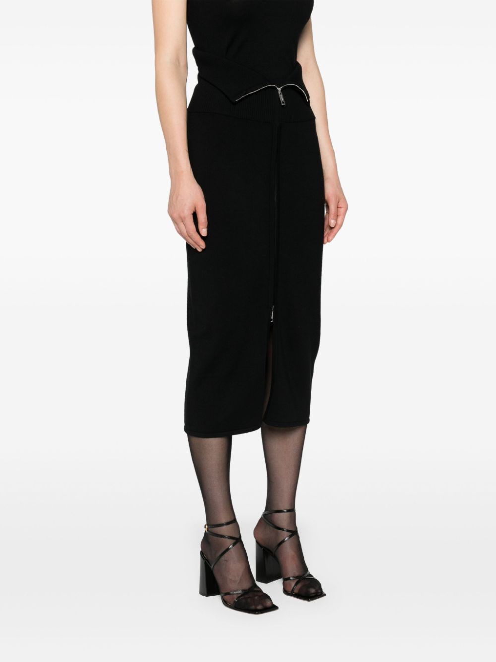 Shop Sportmax High-waisted Knitted Skirt In Black