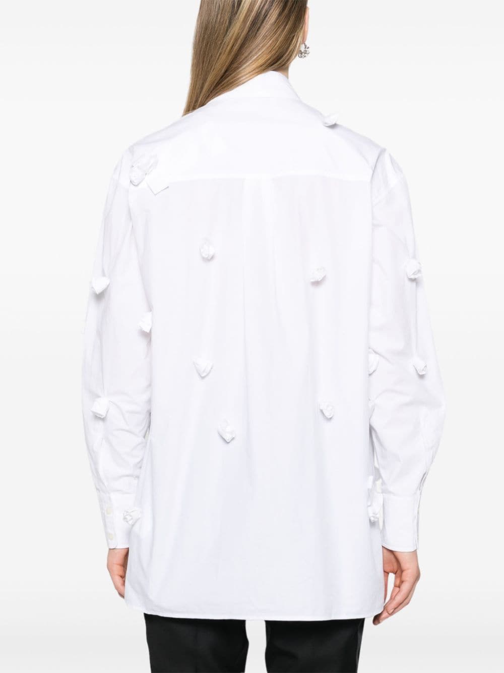 Shop Sportmax Floral-appliqué Cotton Shirt In White