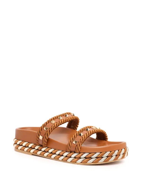 Valentino Garavani Rockstud Slides | Brown | FARFETCH