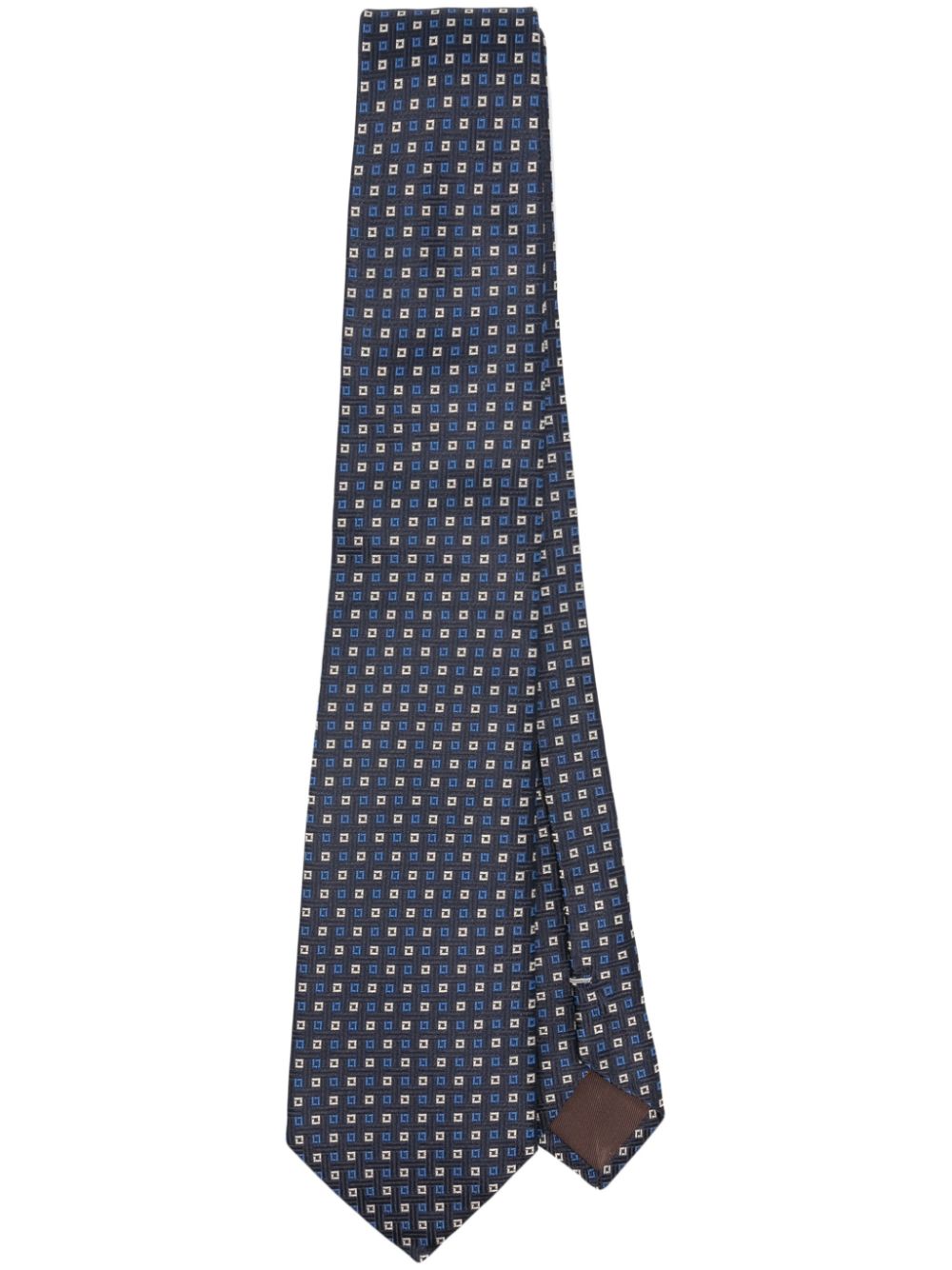 Canali Patterned-jacquard Silk Tie In Blue