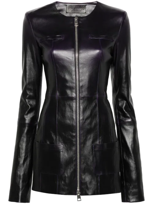 Veste en cuir à fermeture zippée - The Attico - Modalova