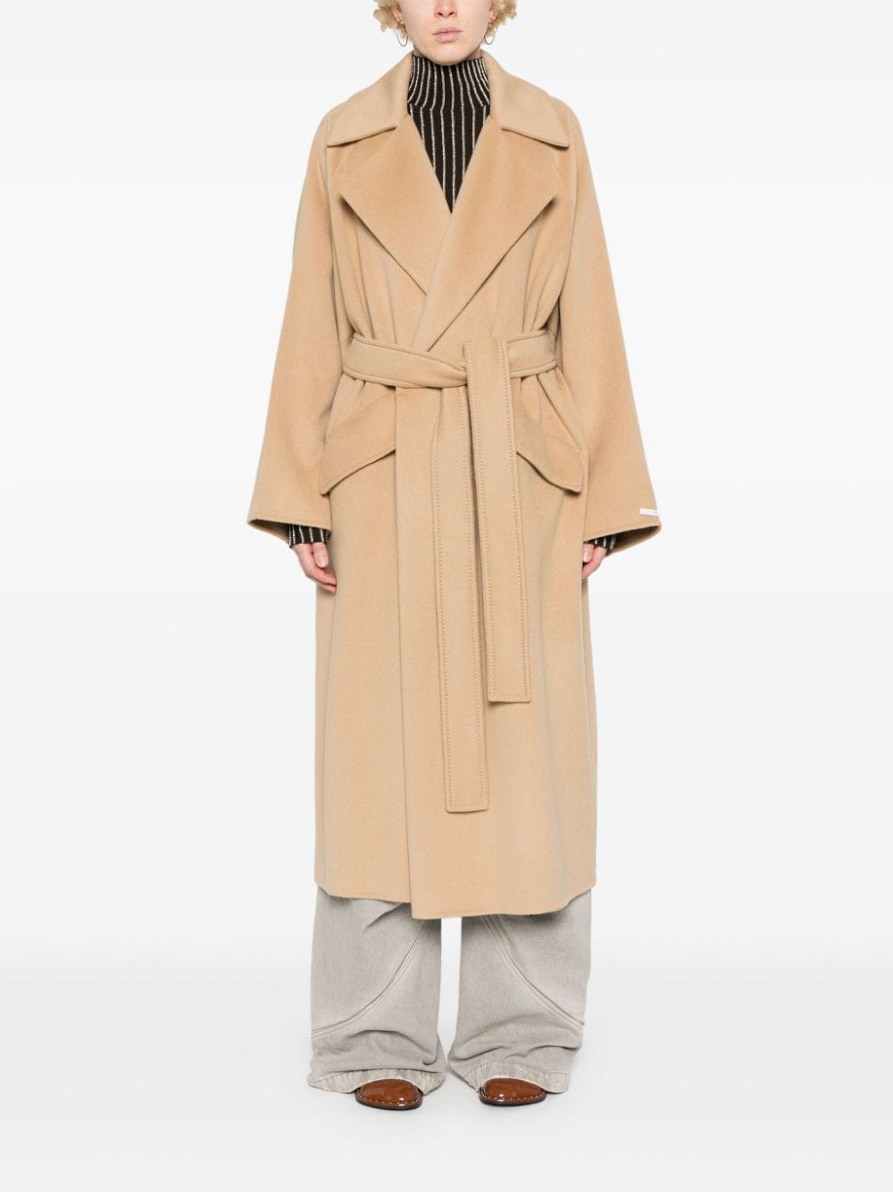 Shop Sportmax Orense Belted Coat In Neutrals