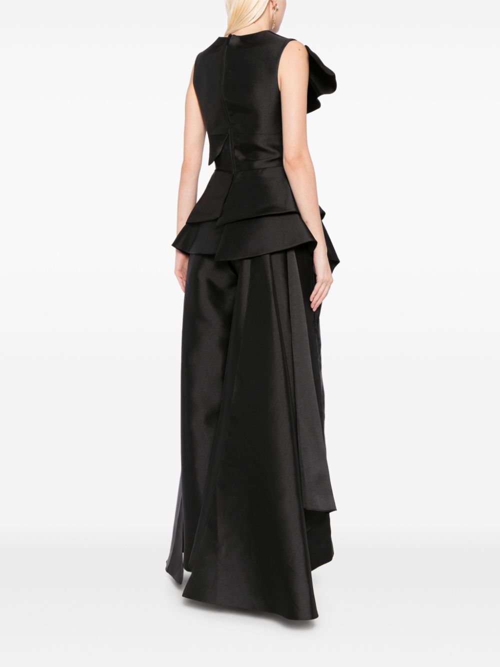 Shop Saiid Kobeisy Asymmetrical Mikado Top In Jet Black