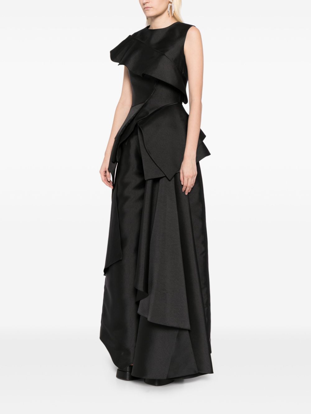 Shop Saiid Kobeisy Asymmetrical Mikado Top In Jet Black