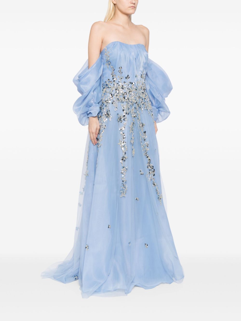 SAIID KOBEISY BEADED ORGANZA GOWN 