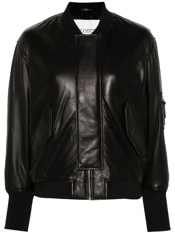 Closed Padded Leather Bomber Jacket Black FARFETCH PH
