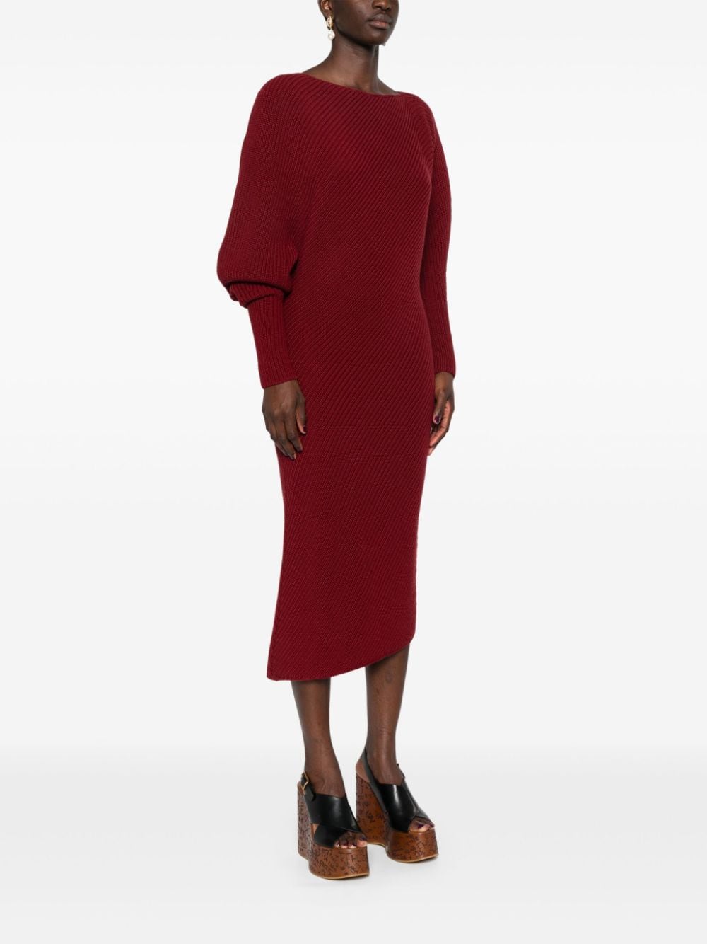 Shop Philosophy Di Lorenzo Serafini Chunky-knit Midi Dress In Red