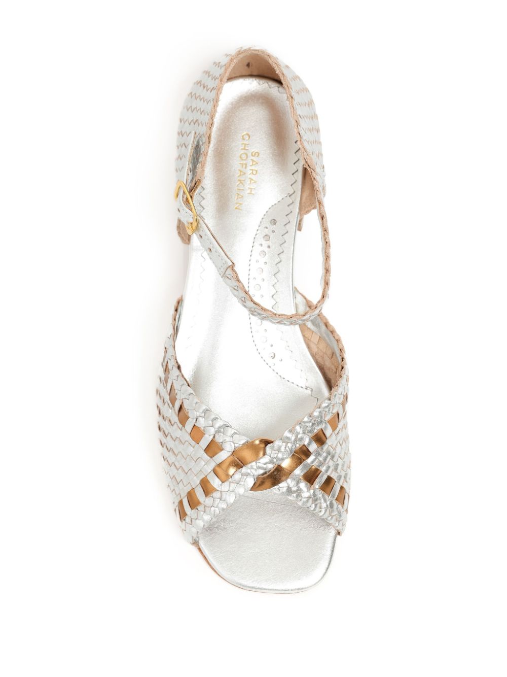 Sarah Chofakian Boubourg woven leather sandals White