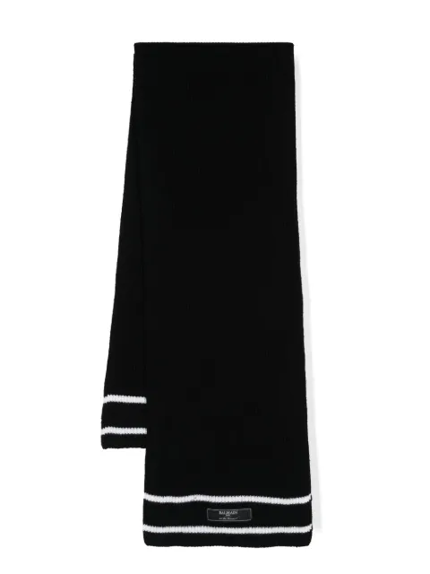 Balmain Kids stripe-trim ribbed scarf