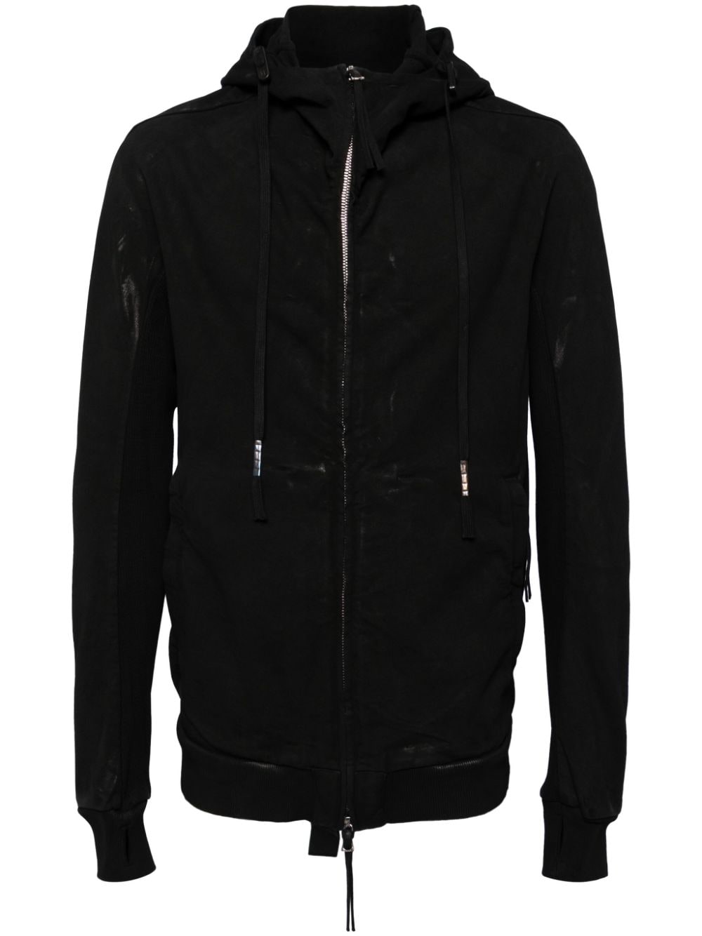 zip-up cotton hooded jacket