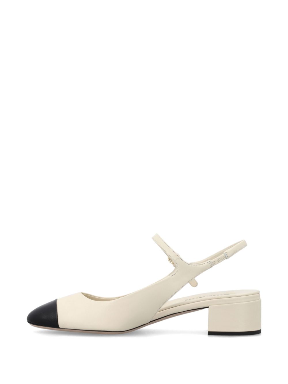 Miu Leren slingback pumps Beige