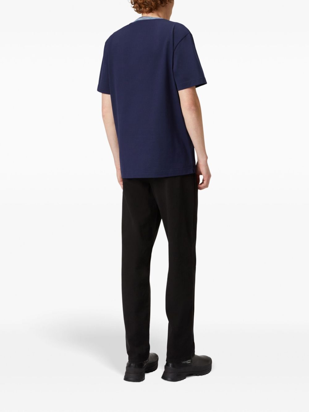 Shop Missoni Embroidered Cotton T-shirt In Blue