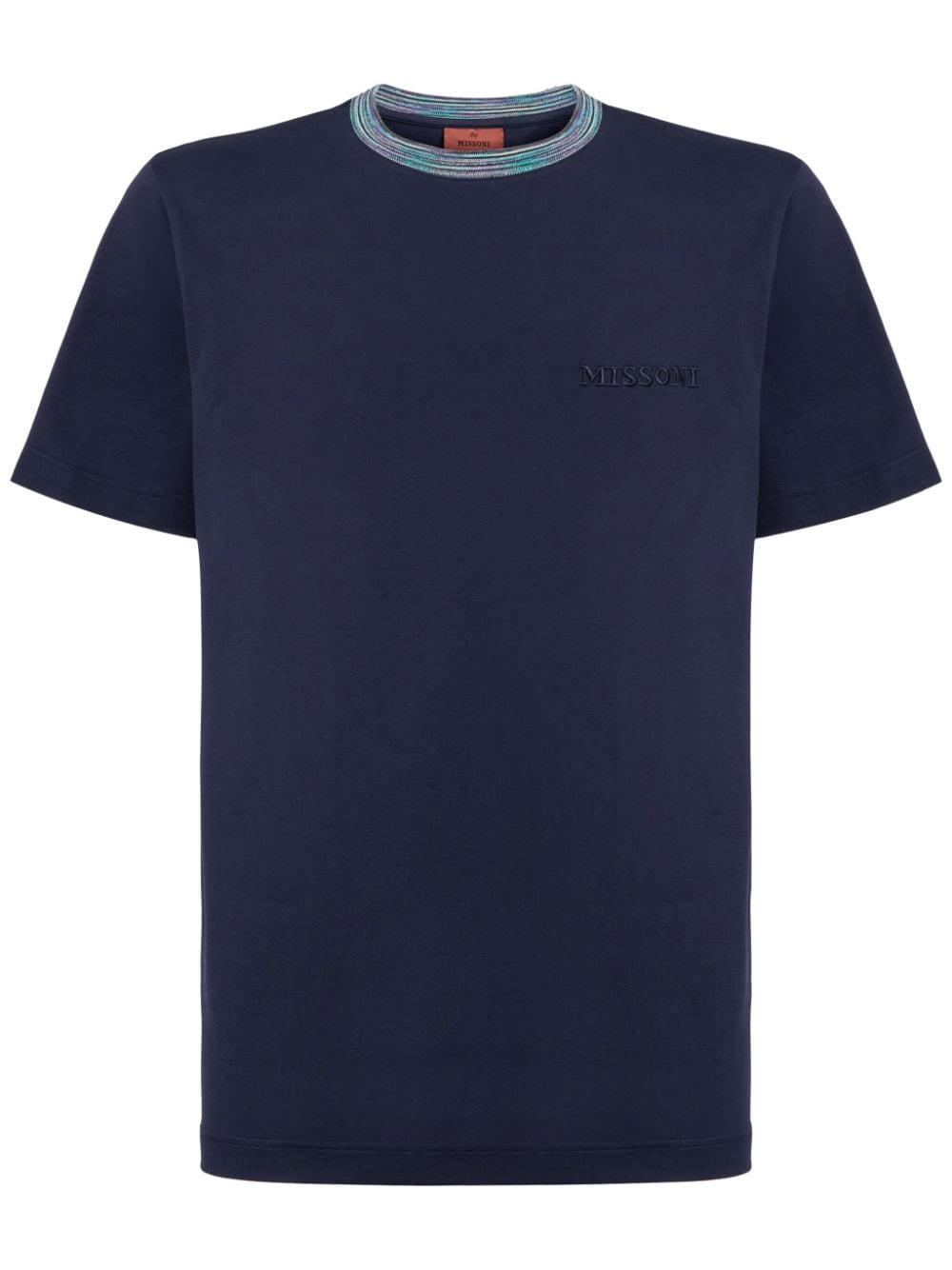 Shop Missoni Embroidered Cotton T-shirt In Blue