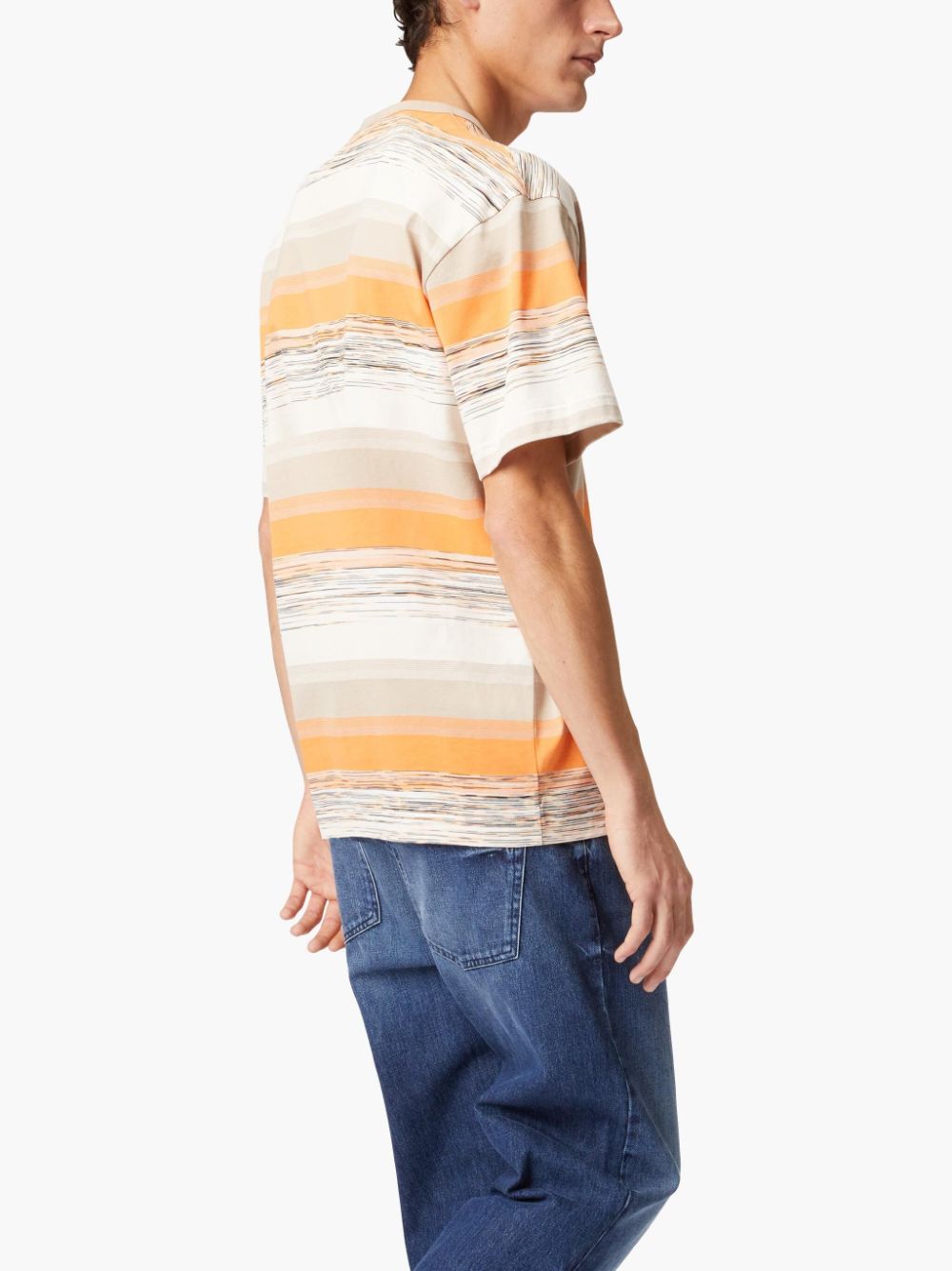 Shop Missoni Striped Cotton T-shirt In Orange