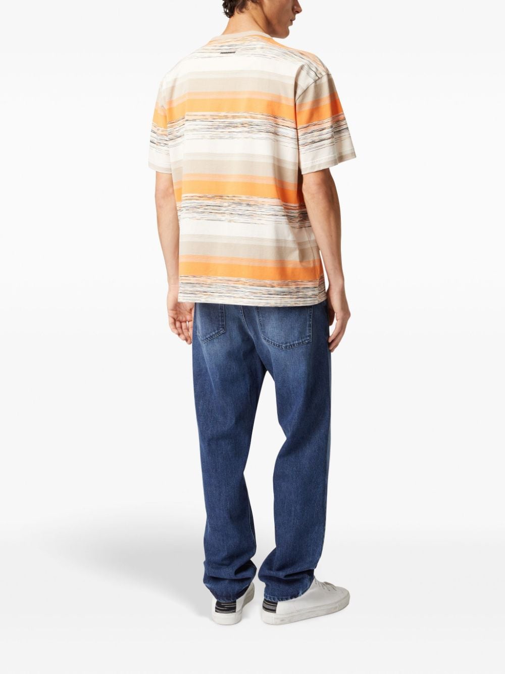 Shop Missoni Striped Cotton T-shirt In Orange