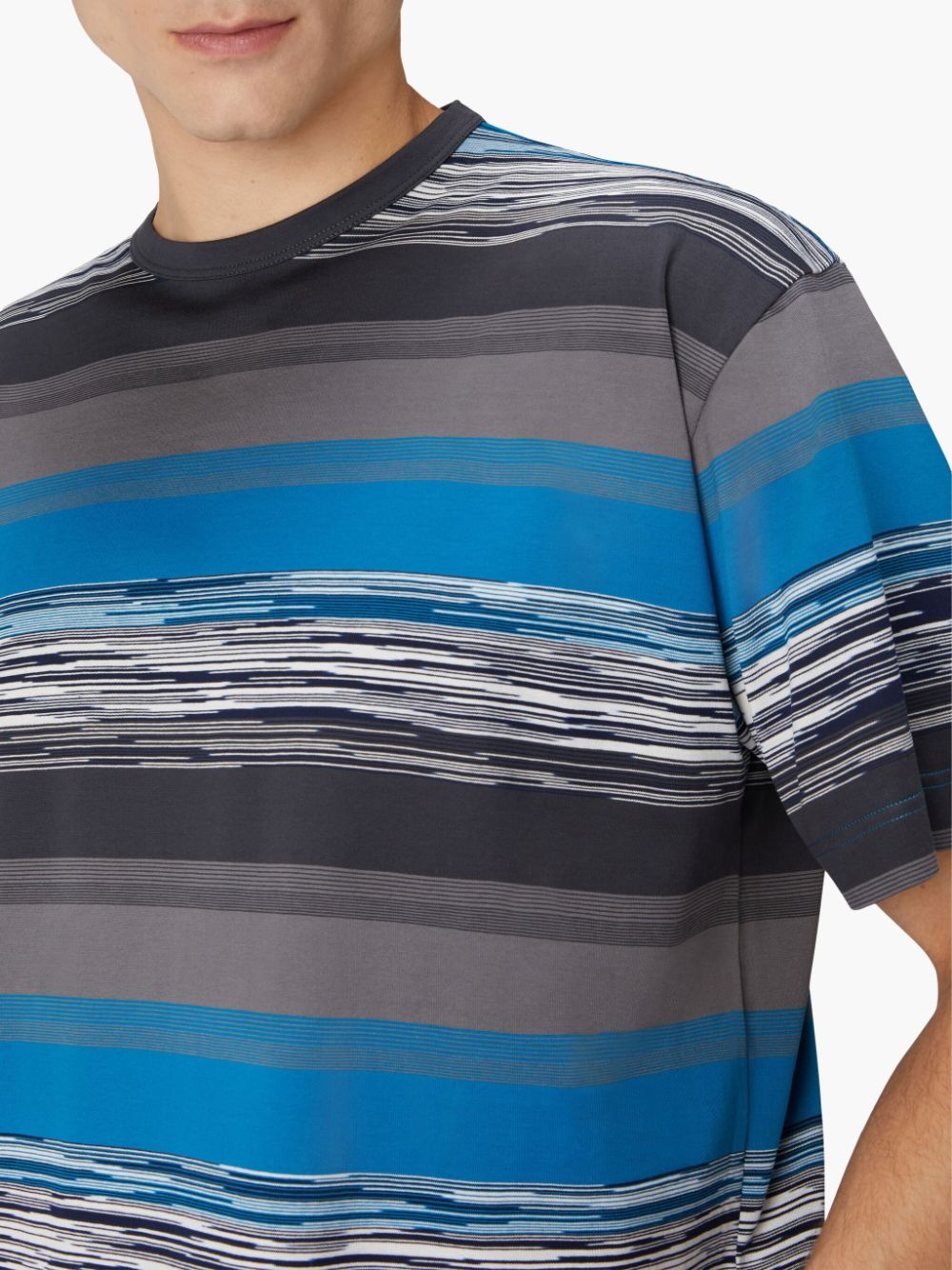 Shop Missoni Striped Cotton T-shirt In Blue