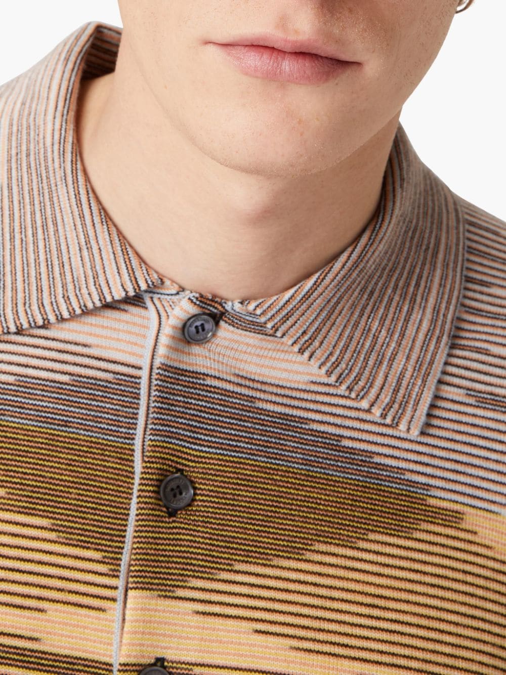 Shop Missoni Slub Wool Polo Shirt In Multicolour