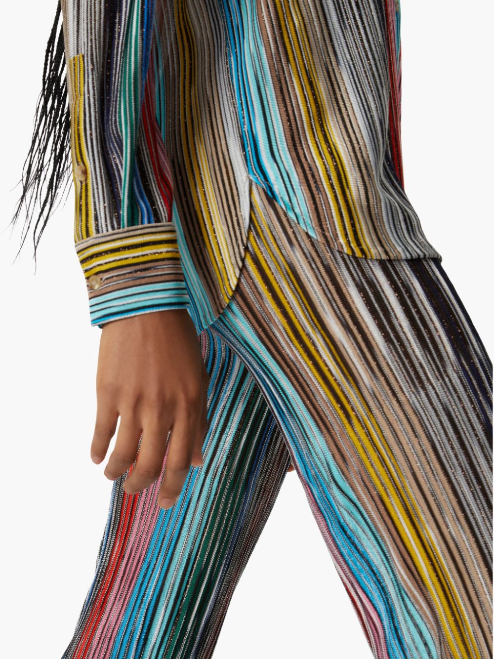 Shop Missoni Striped Flared Trousers In Blue