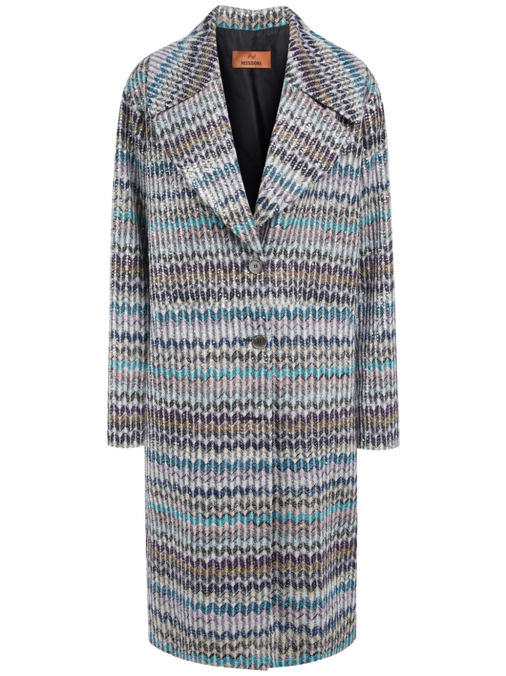 Shop Missoni Zigzag Coat In Blue