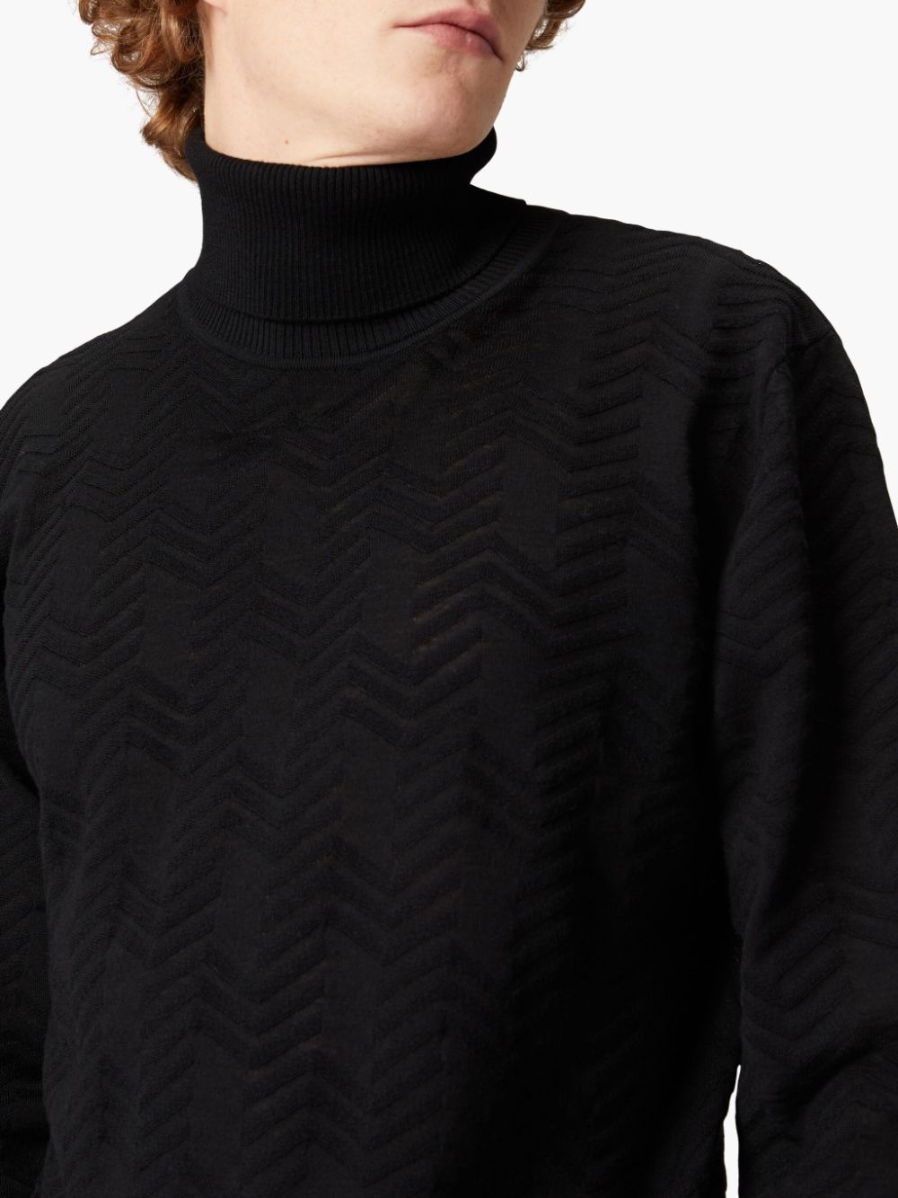 Shop Missoni Chevron Roll-neck Jumper In Black