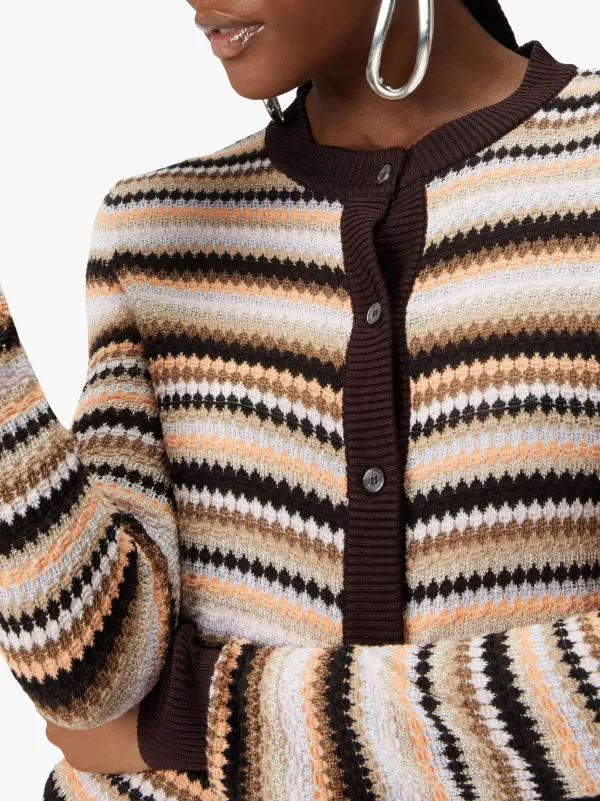 MISSONI イタリア製 ストライプ レース カーディガン オープン