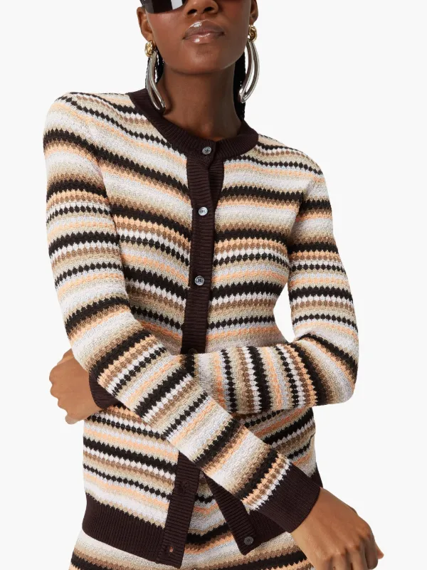 MISSONI イタリア製 ストライプ レース カーディガン オープン
