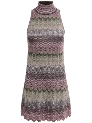 knee length dresses for ladies Missoni Mare Multicolor Striped Racer Back Bodycon Mini Dress - BOPF