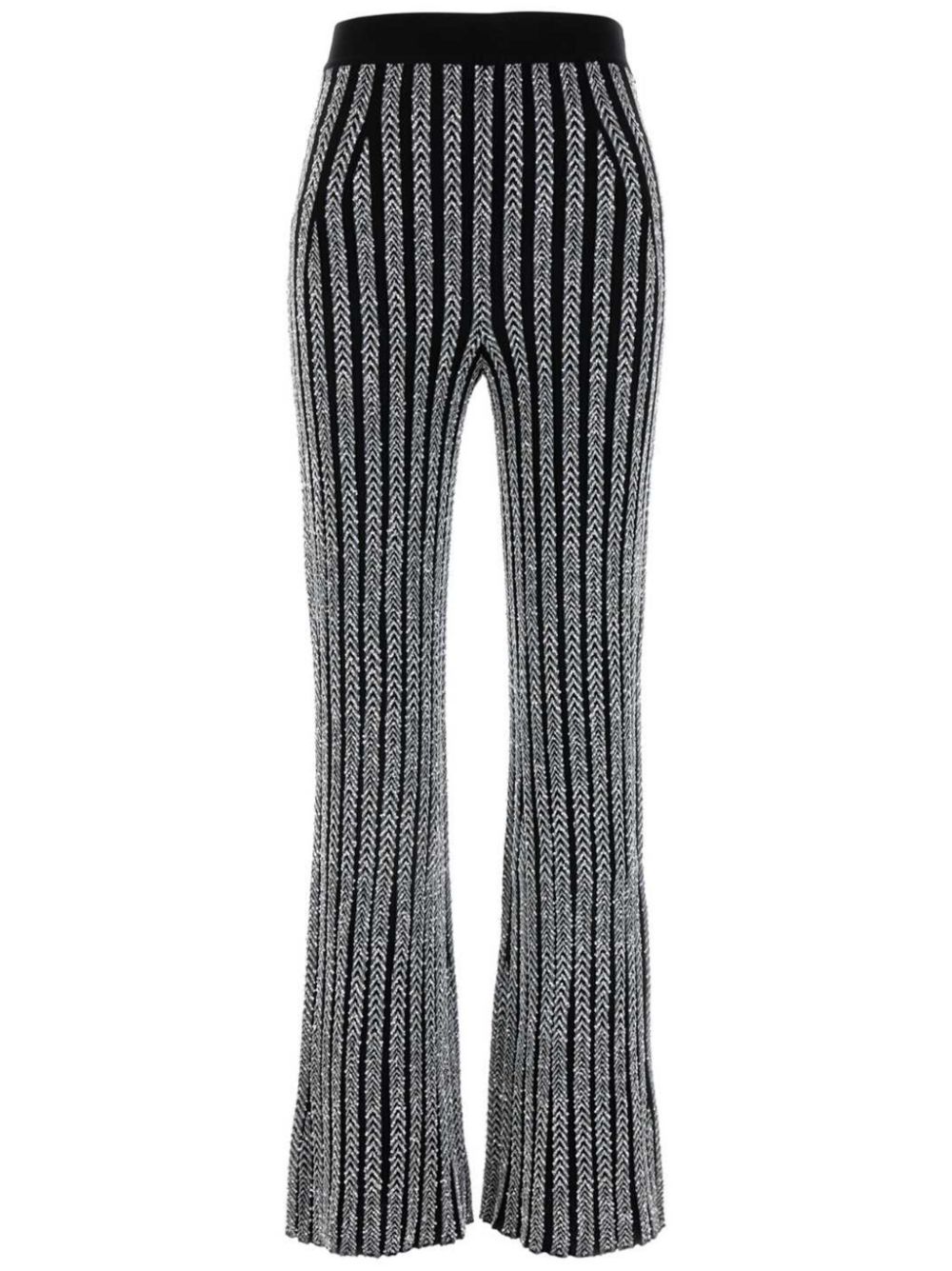 striped flared trousers