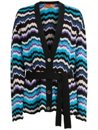 MISSONI 売れ筋商品|||ミッソーニ カーディガン アウター レディース Cardigans Blue Missoni Belted Cardigan | Blue | FARFETCH