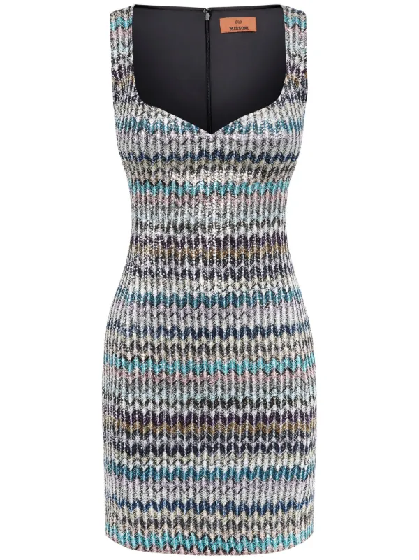 【Missoni】ラメミニドレス Missoni ラメ ミニドレス | ブルー | FARFETCH JP
