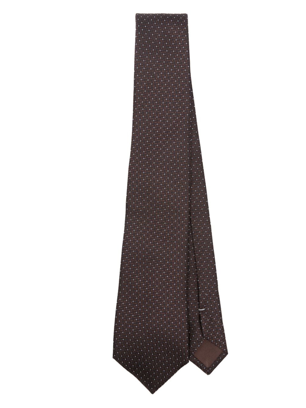 Canali Patterned-jacquard Silk Tie In Brown