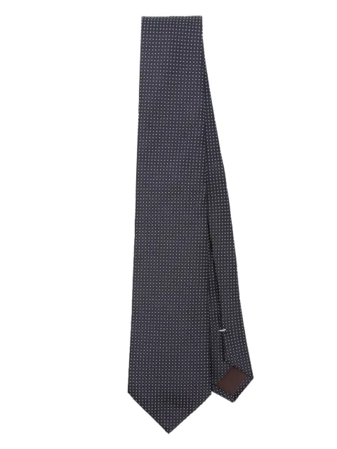 Canali polka dot embroidery silk tie