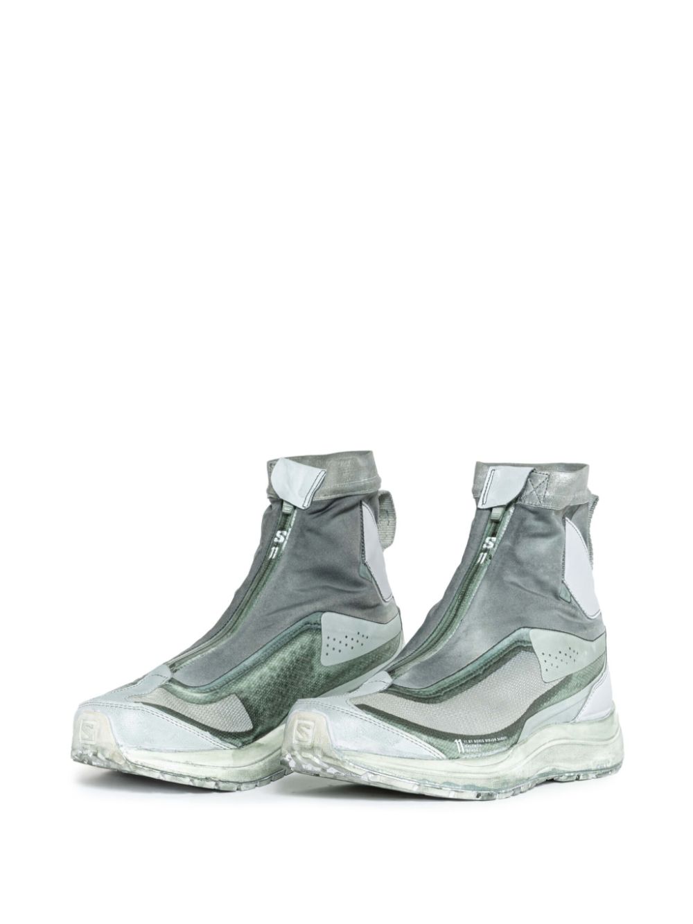 11 By Boris Bidjan Saberi zip-up hi-top sneakers Green