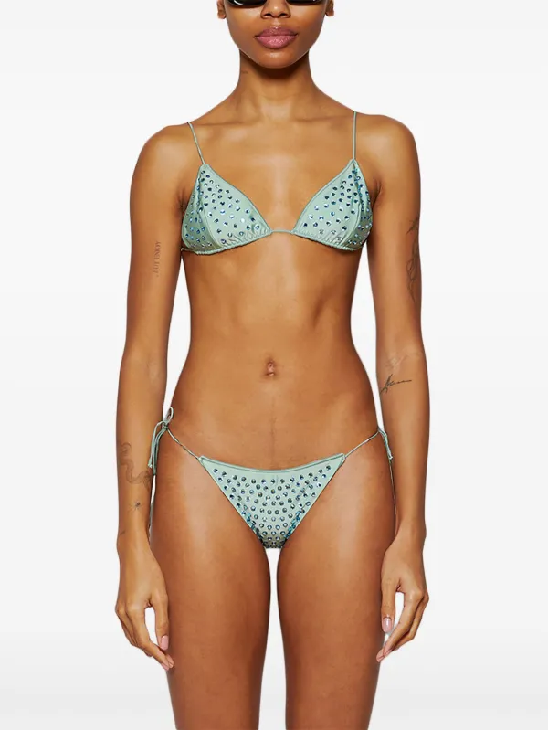 【OSEREE】gem crystal-embellished ホールターネック ビキニ Oséree Gem crystal-embellished Bikini | Green | FARFETCH