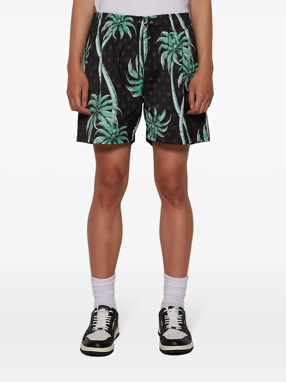 AMIRI Zwembroek met palmboomprint Zwart