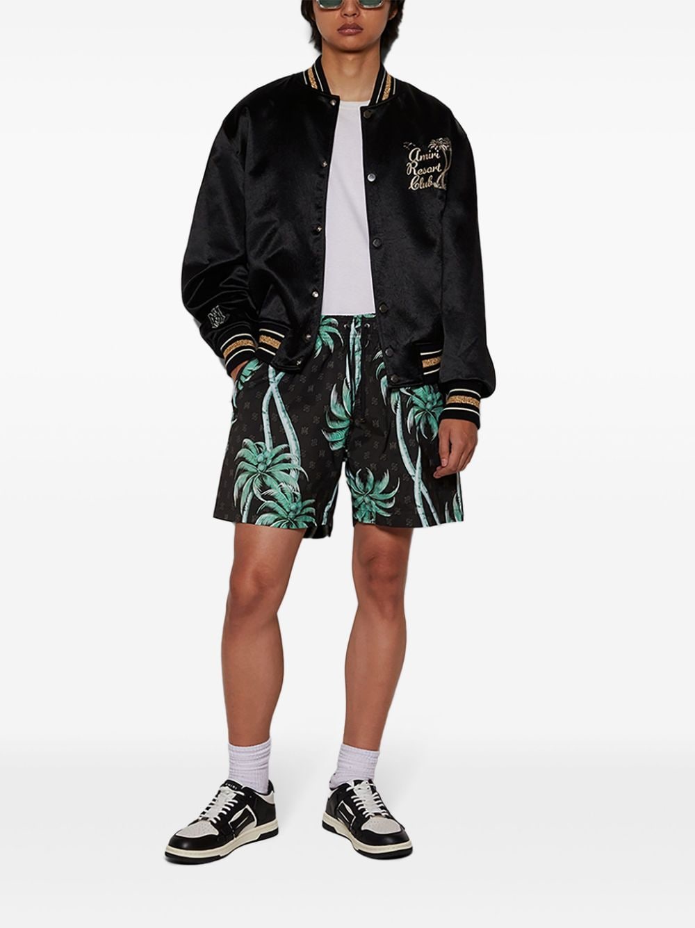 AMIRI palm tree-print swim shorts - Zwart