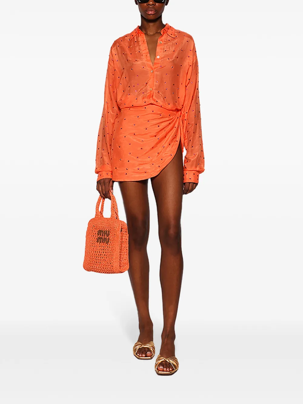 Oséree Mini-rok verfraaid met kristallen Oranje